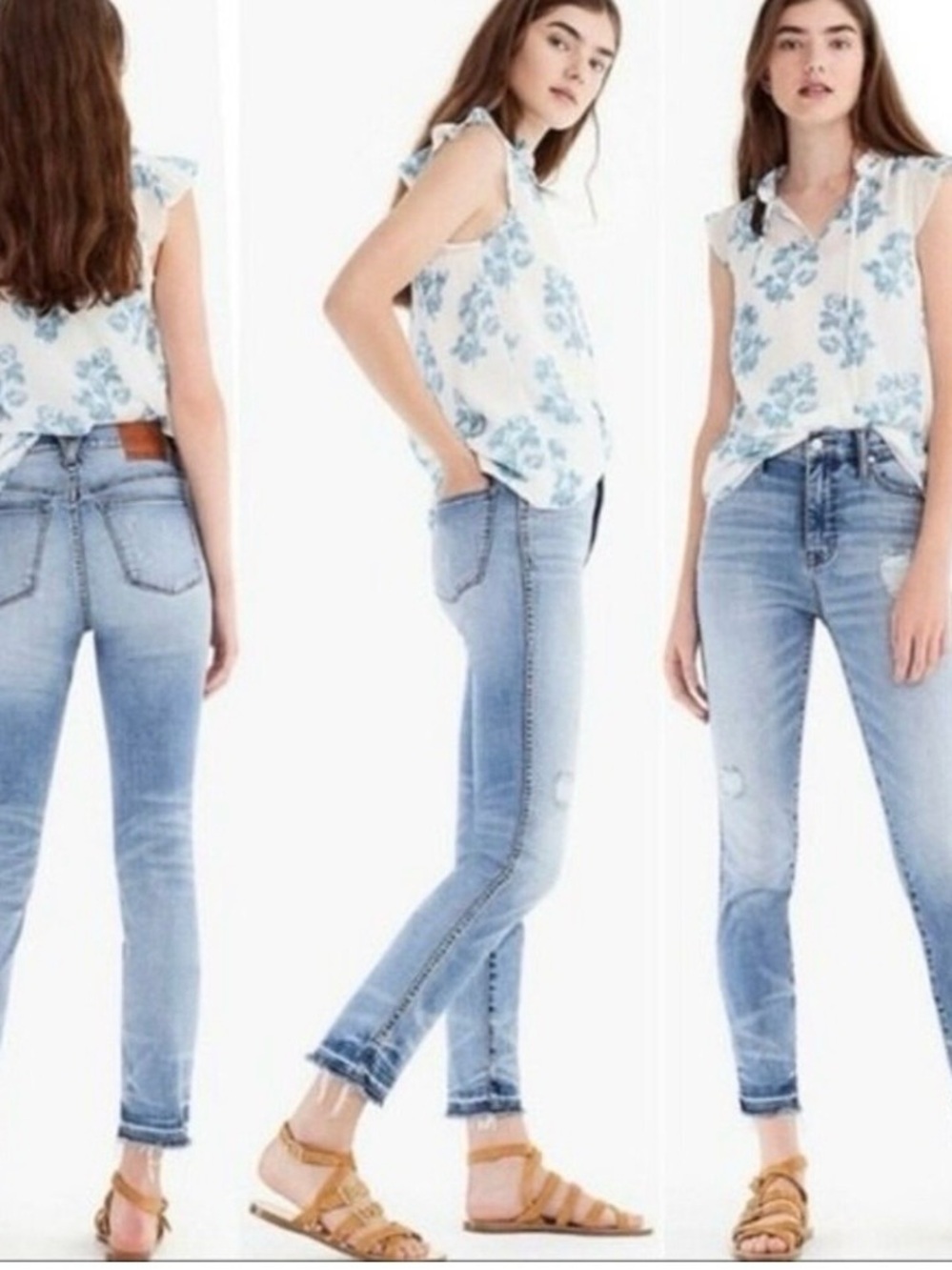J.Crew POINT SUR 10" Hightower‎ Straight Leg Fray Hem Ankle Jeans Sz 32